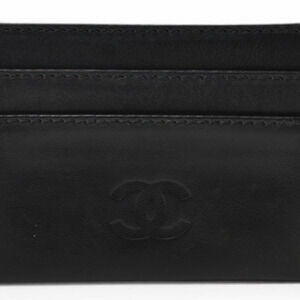 Chanel Card Case, Business Holder, CHANEL Coco Mark Embossed Lambskin, Black